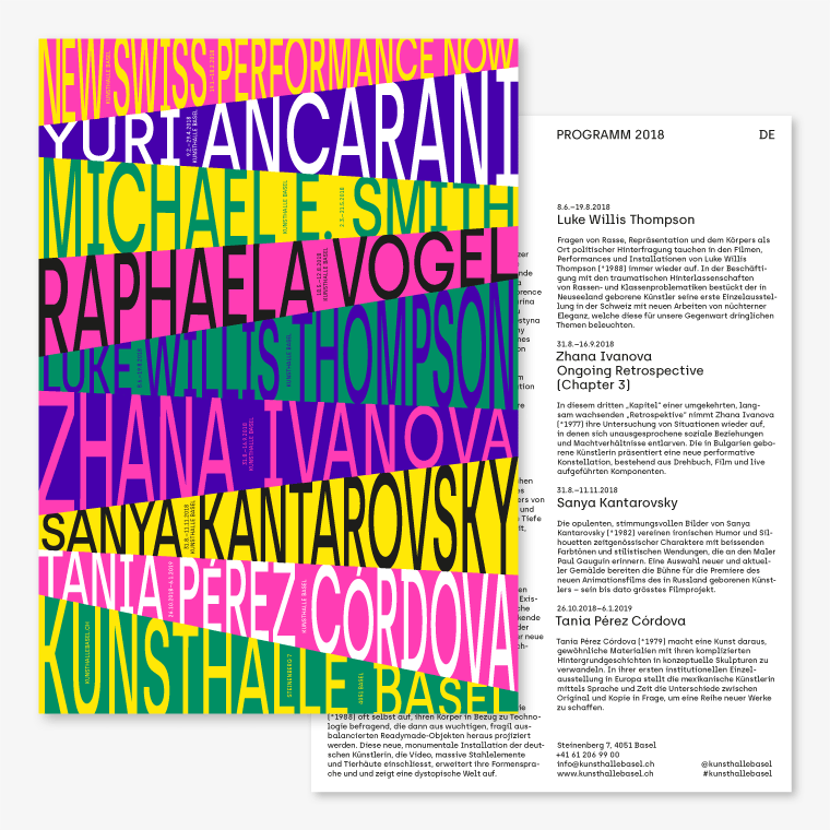 Kunsthalle Basel Jahresprogramm 2018